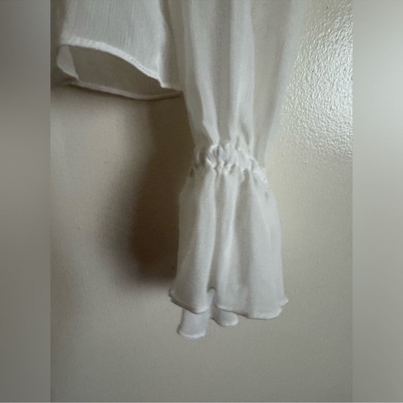 MAJORELLE Sheer Chiffon White Ruffled Blouse S - Picture 6 of 9